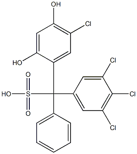 (5-クロロ-2,4-ジヒドロキシフェニル)(3,4,5-トリクロロフェニル)フェニルメタンスルホン酸 化学構造式