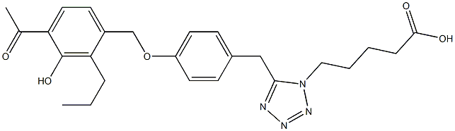 5-[5-[4-(4-Acetyl-3-hydroxy-2-propylbenzyloxy)benzyl]-1H-tetrazol-1-yl]pentanoic acid Structure
