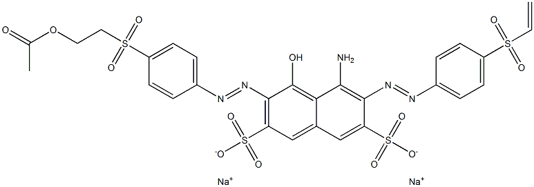 3-[p-(2-アセトキシエチルスルホニル)フェニルアゾ]-5-アミノ-4-ヒドロキシ-6-[p-(ビニルスルホニル)フェニルアゾ]-2,7-ナフタレンジスルホン酸二ナトリウム 化学構造式