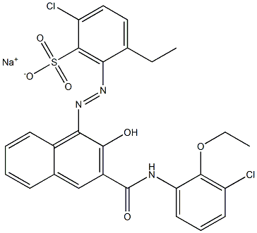 2-Chloro-5-ethyl-6-[[3-[[(3-chloro-2-ethoxyphenyl)amino]carbonyl]-2-hydroxy-1-naphtyl]azo]benzenesulfonic acid sodium salt 结构式