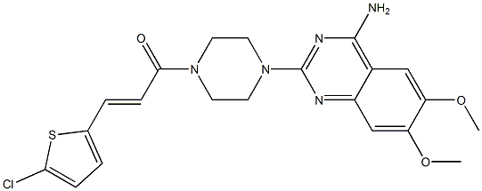 4-(4-アミノ-6,7-ジメトキシキナゾリン-2-イル)-1-[3-(5-クロロ-2-チエニル)アクリロイル]ピペラジン 化学構造式
