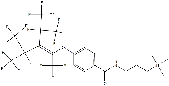 Trimethyl[3-[4-[3,4,4,4-tetrafluoro-2-(heptafluoroisopropyl)-1,3-bis(trifluoromethyl)-1-butenyloxy]benzoylamino]propyl]aminium Structure