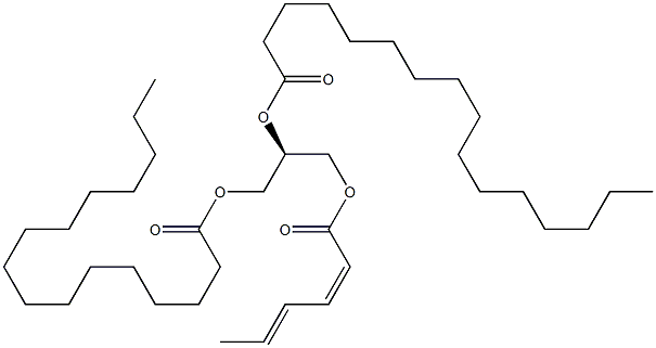 [R,(+)]-1-O,2-O-ジパルミトイル-3-O-(1-オキソ-2,4-ヘキサジエニル)-L-グリセロール 化学構造式
