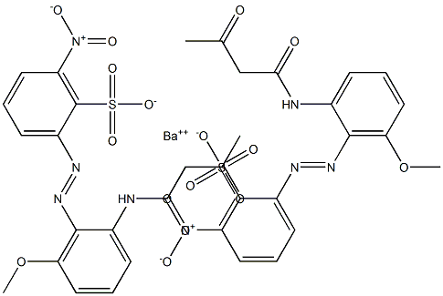 Bis[2-[2-(1,3-dioxobutylamino)-6-methoxyphenylazo]-6-nitrobenzenesulfonic acid]barium salt Structure