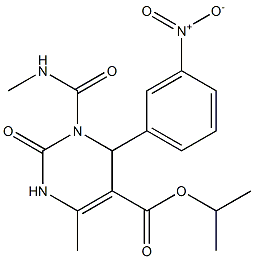 1,2,3,4-Tetrahydro-3-(methylcarbamoyl)-6-methyl-2-oxo-4-(3-nitrophenyl)pyrimidine-5-carboxylic acid isopropyl ester,,结构式