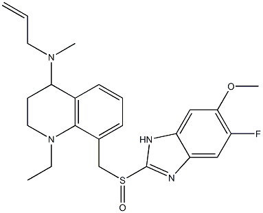 1-Ethyl-1,2,3,4-tetrahydro-4-(N-methyl-2-propenylamino)-8-(5-fluoro-6-methoxy-1H-benzimidazol-2-ylsulfinylmethyl)quinoline Structure