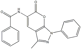 N-(1-Phenyl-3-methyl-6-oxo-6H-pyrano[2,3-c]pyrazol-5-yl)benzamide 结构式