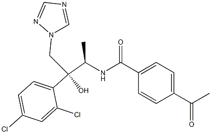 N-[(1R,2R)-2-(2,4-ジクロロフェニル)-2-ヒドロキシ-1-メチル-3-(1H-1,2,4-トリアゾール-1-イル)プロピル]4-(メチルカルボニル)ベンズアミド 化学構造式