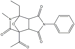 7-Acetyl-4,5,7,7a-tetrahydro-4-ethyl-5-methyl-2-phenyl-4,7-epoxy-1H-pyrrolo[3,4-c]pyridine-1,3,6(2H,3aH)-trione Struktur