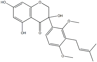2,3-Dihydro-2',4'-dimethoxy-3'-(3-methyl-2-butenyl)-3,5,7-trihydroxyisoflavone Struktur