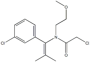 N-[1-(3-クロロフェニル)-2-メチル-1-プロペニル]-N-[2-メトキシエチル]-2-クロロアセトアミド 化学構造式