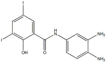 N-[3,4-ジアミノフェニル]-2-ヒドロキシ-3,5-ジヨードベンズアミド 化学構造式