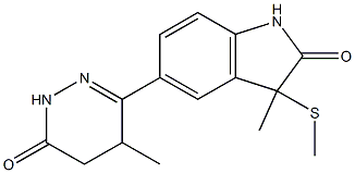 3-Methyl-3-methylthio-5-[(1,4,5,6-tetrahydro-4-methyl-6-oxopyridazin)-3-yl]-1H-indol-2(3H)-one Struktur
