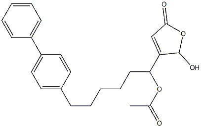 Acetic acid 1-[(2,5-dihydro-2-hydroxy-5-oxofuran)-3-yl]-6-(biphenyl-4-yl)hexyl ester Struktur