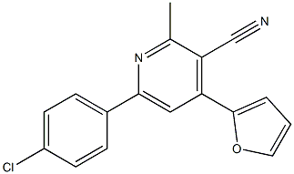 2-メチル-4-(2-フリル)-6-(4-クロロフェニル)ピリジン-3-カルボニトリル 化学構造式