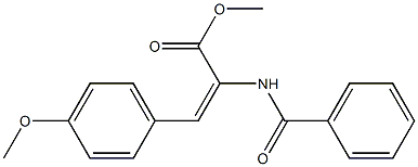 (E)-2-ベンゾイルアミノ-3-(4-メトキシフェニル)プロペン酸メチル 化学構造式