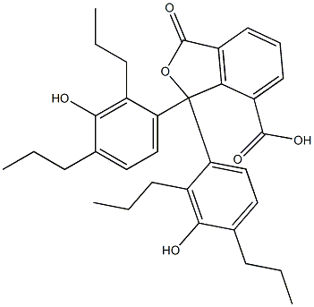 1,3-Dihydro-1,1-bis(3-hydroxy-2,4-dipropylphenyl)-3-oxoisobenzofuran-7-carboxylic acid Struktur