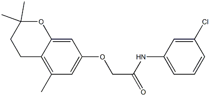 3,4-Dihydro-2,2-dimethyl-5-methyl-7-[N-(3-chlorophenyl)carbamoylmethoxy]-2H-1-benzopyran Structure