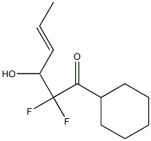 (E)-1-シクロヘキシル-2,2-ジフルオロ-3-ヒドロキシ-4-ヘキセン-1-オン 化学構造式