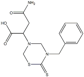 4-Amino-4-oxo-2-[(5-benzyl-6-thioxotetrahydro-2H-1,3,5-thiadiazin)-3-yl]butyric acid 结构式