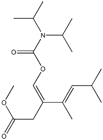 (3Z,4E)-3-[[(Diisopropylamino)carbonyloxy]methylene]-4,6-dimethyl-4-heptenoic acid methyl ester Structure