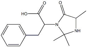 2-(2,2,5-トリメチル-4-オキソイミダゾリジン-3-イル)-3-フェニルプロパン酸 化学構造式