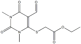 [(5-Formyl-1,2,3,4-tetrahydro-1,3-dimethyl-2,4-dioxopyrimidin)-6-ylthio]acetic acid ethyl ester Structure