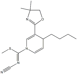 N-Cyano-4-butyl-3-(4,4-dimethyl-2-oxazolin-2-yl)pyridine-1(4H)-carbimidothioic acid S-methyl ester Structure