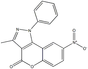 8-Nitro-3-methyl-1-(phenyl)[1]benzopyrano[4,3-c]pyrazol-4(1H)-one Struktur