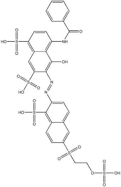 4-(ベンゾイルアミノ)-5-ヒドロキシ-6-[[1-スルホ-6-[[2-(スルホオキシ)エチル]スルホニル]-2-ナフタレニル]アゾ]-1,7-ナフタレンジスルホン酸 化学構造式