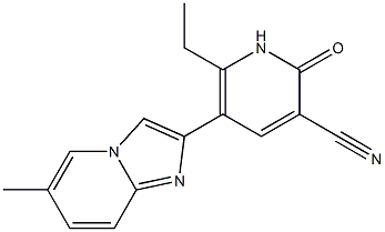 2-[(3-Cyano-6-ethyl-1,2-dihydro-2-oxopyridin)-5-yl]-6-methylimidazo[1,2-a]pyridine,,结构式