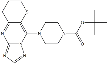 4-[(8,9-Dihydro-7H-thiopyrano[3,2-d][1,2,4]triazolo[1,5-a]pyrimidin)-5-yl]piperazine-1-carboxylic acid tert-butyl ester Struktur
