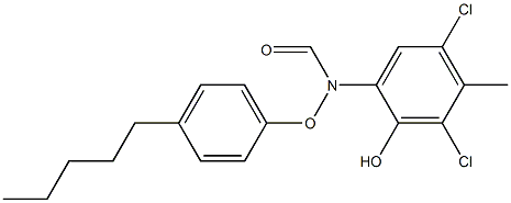 2-(4-ペンチルフェノキシホルミルアミノ)-4,6-ジクロロ-5-メチルフェノール 化学構造式