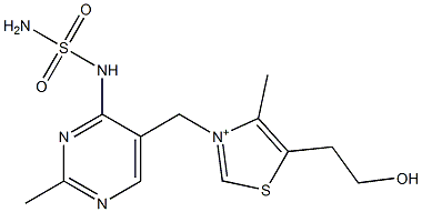4-Methyl-5-(2-hydroxyethyl)-3-[(2-methyl 4-sulfamoylaminopyrimidin-5-yl)methyl]thiazol-3-ium Struktur