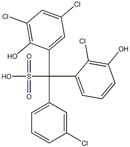 (3-Chlorophenyl)(2-chloro-3-hydroxyphenyl)(3,5-dichloro-2-hydroxyphenyl)methanesulfonic acid Struktur