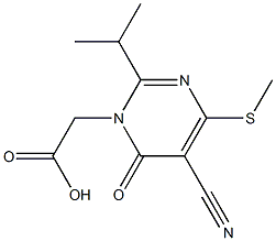 2-イソプロピル-4-メチルチオ-5-シアノ-6-オキソピリミジン-1(6H)-酢酸 化学構造式