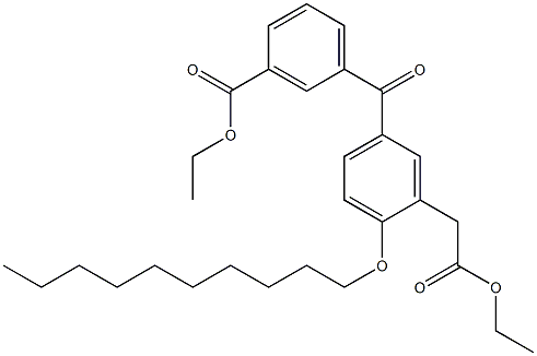 2-(Decyloxy)-5-[3-ethoxycarbonylbenzoyl]benzeneacetic acid ethyl ester Struktur