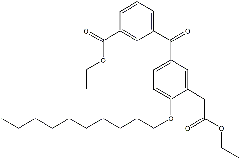 2-(Decyloxy)-5-[3-ethoxycarbonylbenzoyl]benzeneacetic acid ethyl ester,,结构式