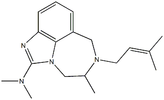 4,5,6,7-テトラヒドロ-2-ジメチルアミノ-5-メチル-6-(3-メチル-2-ブテニル)イミダゾ[4,5,1-jk][1,4]ベンゾジアゼピン 化学構造式