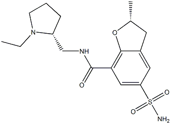 (R)-2,3-Dihydro-N-[[(2R)-1-ethyl-2-pyrrolidinyl]methyl]-2-methyl-5-sulfamoylbenzofuran-7-carboxamide 结构式