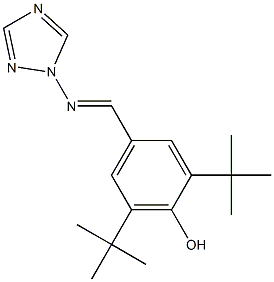 1-[4-ヒドロキシ-3,5-ジ(tert-ブチル)ベンジリデン]アミノ-1H-1,2,4-トリアゾール 化学構造式