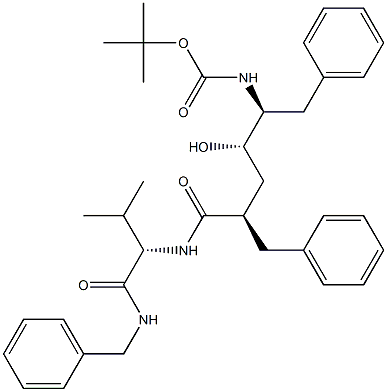 (2S)-2-[[(2R,4S,5S)-5-(tert-ブトキシカルボニルアミノ)-2-ベンジル-4-ヒドロキシ-6-フェニルヘキサノイル]アミノ]-N-ベンジル-3-メチルブチルアミド 化学構造式