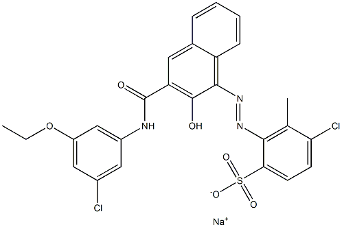 4-Chloro-3-methyl-2-[[3-[[(3-chloro-5-ethoxyphenyl)amino]carbonyl]-2-hydroxy-1-naphtyl]azo]benzenesulfonic acid sodium salt,,结构式