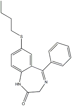 5-(フェニル)-7-(ブチルチオ)-1H-1,4-ベンゾジアゼピン-2(3H)-オン 化学構造式