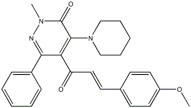 4-ピペリジノ-5-[1-オキソ-3-(4-メトキシフェニル)-2-プロペニル]-2-メチル-6-フェニルピリダジン-3(2H)-オン 化学構造式