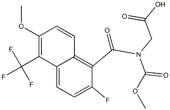 2-[N-Methoxycarbonyl-N-[[2-fluoro-6-methoxy-5-trifluoromethyl-1-naphthalenyl]carbonyl]amino]acetic acid 结构式