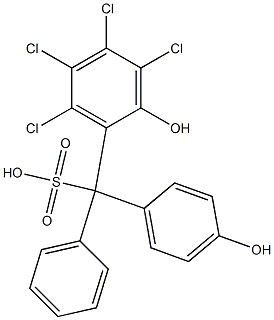 (3,4,5,6-テトラクロロ-2-ヒドロキシフェニル)(4-ヒドロキシフェニル)フェニルメタンスルホン酸 化学構造式