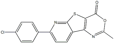 2-Methyl-7-(4-chlorophenyl)-4H-pyrido[3',2':4,5]thieno[3,2-d][1,3]oxazin-4-one Struktur