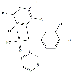 (3,4-Dichlorophenyl)(2,6-dichloro-3,5-dihydroxyphenyl)phenylmethanesulfonic acid Struktur