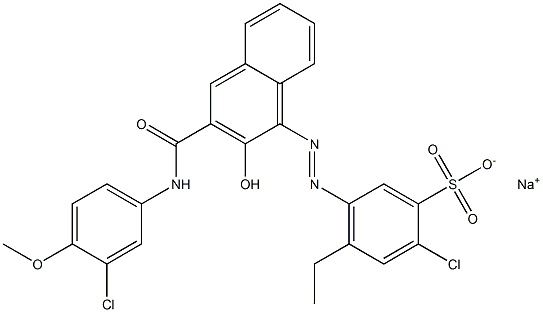 2-Chloro-4-ethyl-5-[[3-[[(3-chloro-4-methoxyphenyl)amino]carbonyl]-2-hydroxy-1-naphtyl]azo]benzenesulfonic acid sodium salt Structure